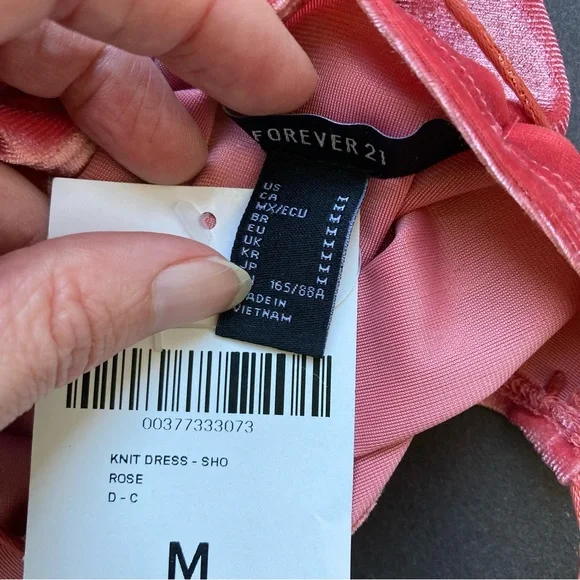 Forever 21 Rose Colored Velvet Bodycon Dress, NWT Sz M - Picture 11 of 11